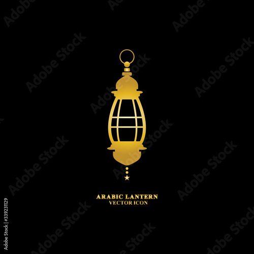 Arabic lantern flat icons set. Ramadan lantern sign for mobile application. Muslim decoration symbol. Eastern traditional culture vector illustration isolated on Black background.