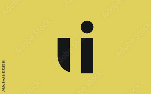 ui or iu and u or i lowercase Letter Initial Logo Design, Vector Template