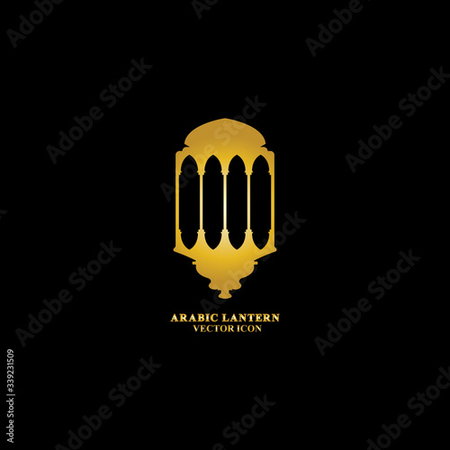 Arabic lantern flat icons set. Ramadan lantern sign for mobile application. Muslim decoration symbol. Eastern traditional culture vector illustration isolated on Black background.