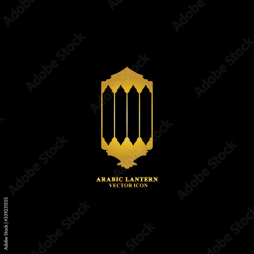 Arabic lantern flat icons set. Ramadan lantern sign for mobile application. Muslim decoration symbol. Eastern traditional culture vector illustration isolated on Black background.