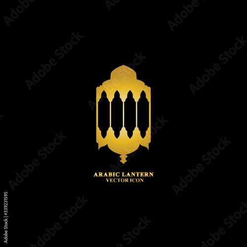 Arabic lantern flat icons set. Ramadan lantern sign for mobile application. Muslim decoration symbol. Eastern traditional culture vector illustration isolated on Black background.