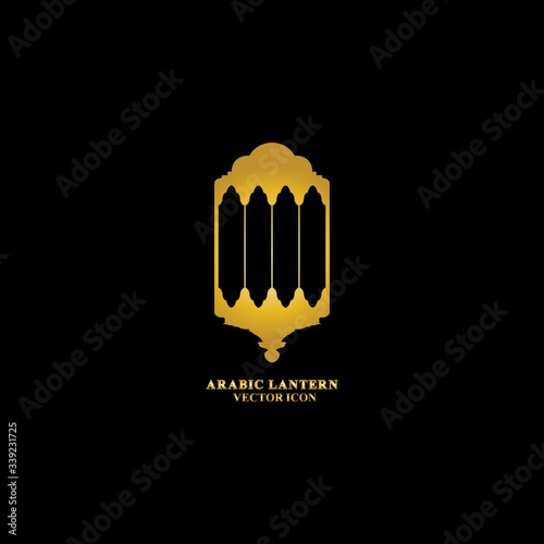 Arabic lantern flat icons set. Ramadan lantern sign for mobile application. Muslim decoration symbol. Eastern traditional culture vector illustration isolated on Black background.