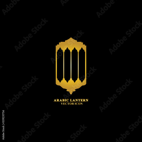 Arabic lantern flat icons set. Ramadan lantern sign for mobile application. Muslim decoration symbol. Eastern traditional culture vector illustration isolated on Black background.
