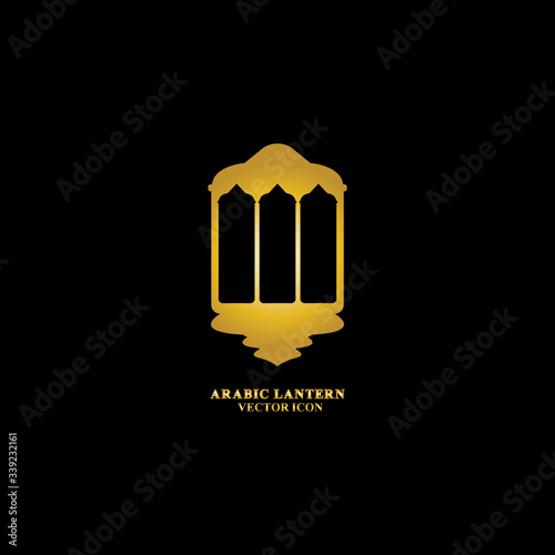 Arabic lantern flat icons set. Ramadan lantern sign for mobile application. Muslim decoration symbol. Eastern traditional culture vector illustration isolated on Black background.