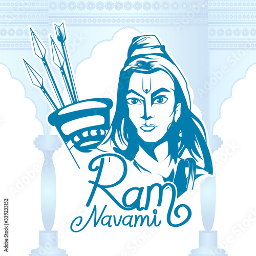 easy to edit vector illustration of Ram Navmi background showing festival of India photo