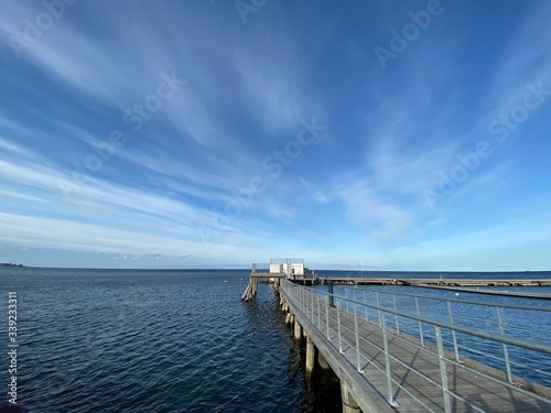 wooden bridge over the sea