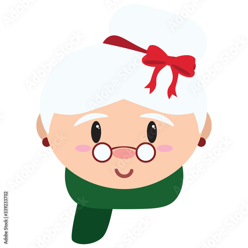Vector cartoon cute mrs claus isolated