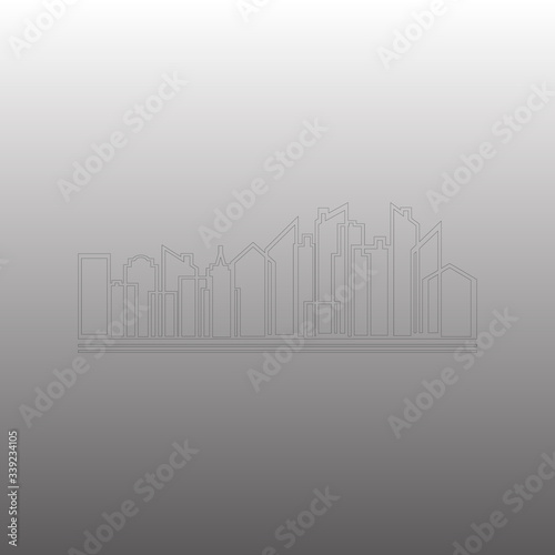 Thin line style city panorama. Illustration of urban landscape. Vector illustration
