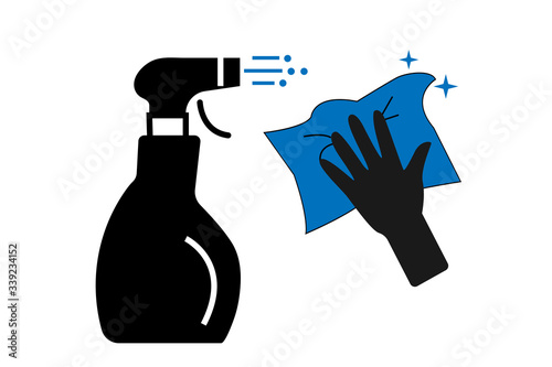 Coronavirus Santization Concept, Keep your object clean on white background, Covid-19 Spread prevenation sign, Infection Control and Prevention Concerning Corona virus Disease 2019 Vector Icon Design
