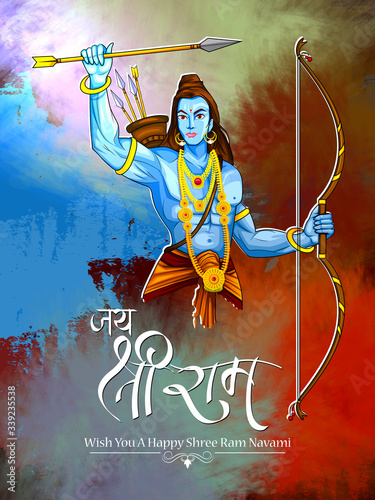 easy to edit vector illustration of Ram Navmi background showing festival of India with Hindi massage meaning Shree Rama