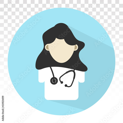 Doctor and stethoscope vector flat icon for health apps or website on a transparent background