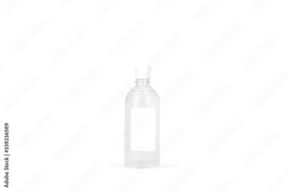 Bottle with white blank labels with clipping path on white background, Mock up concept Bottle with white blank labels with clipping path on white background, Mock up concept