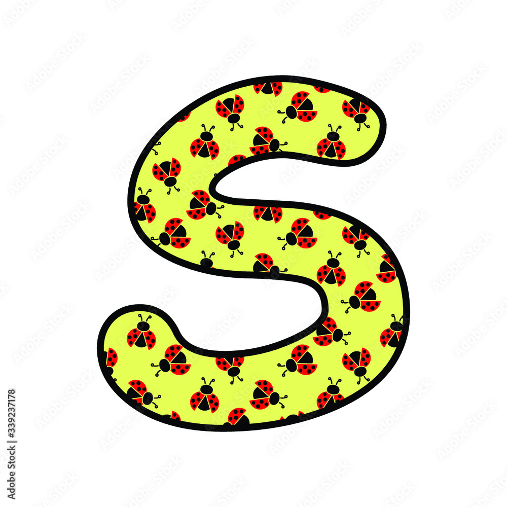 Alphabet letter with ladybug pattern Alphabet letter with ladybug pattern