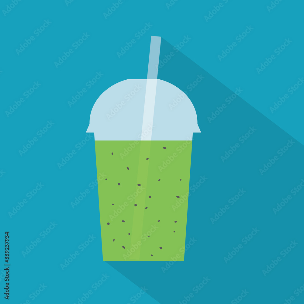 kiwi milkshake in a plastic cup- vector illustration kiwi milkshake in a plastic cup- vector illustration
