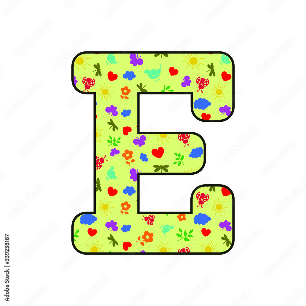 Alphabet letter with spring related pattern Alphabet letter with spring related pattern