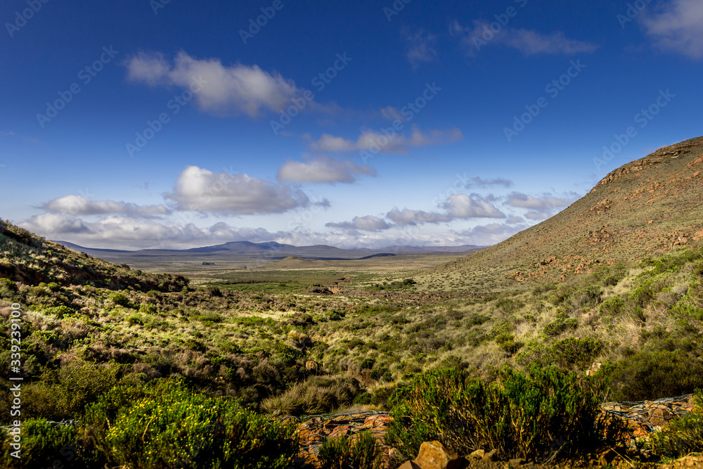 Karoo Landscape with cloudy blue sky