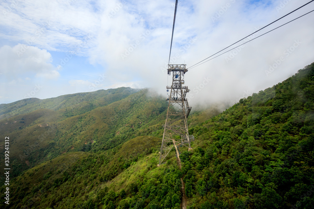 The cable car take passengers to high mountain