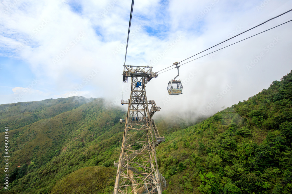The cable car take passengers to high mountain