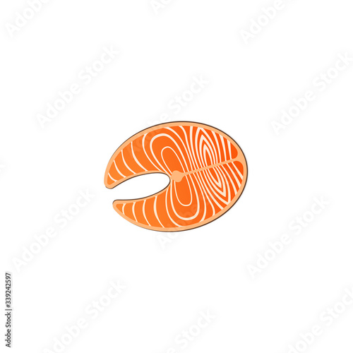 Slice of tasty juicy salmon Isolated on a white background. Salmon steak