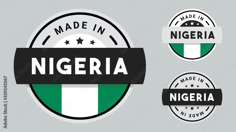 Made in Nigeria collection for label, stickers, badge or icon with Nigeria flag symbol. Made in Nigeria collection for label, stickers, badge or icon with Nigeria flag symbol.