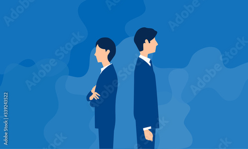 背を向ける男性と女性のイラスト