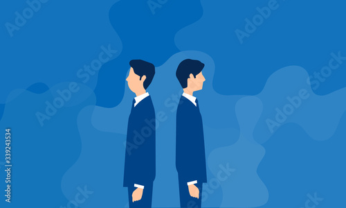 背を向ける男性二人のイラスト