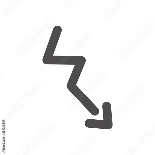 Fotografie, Obraz financial descending arrow icon, silhouette style