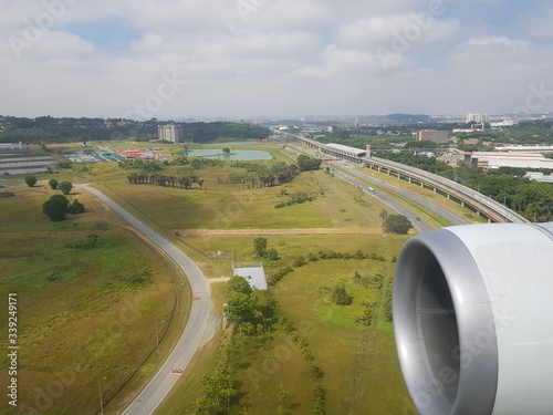 Landing approach to Guarulhos Airport. Sao Paulo, Brazil photo