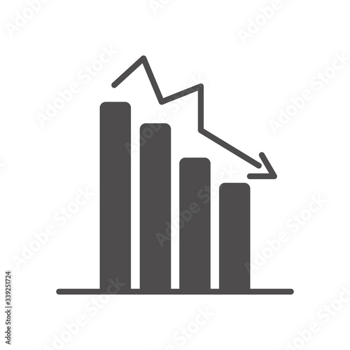 Free Download financial broke concept, descending bar graph icon, silhouette style - GFXLoad