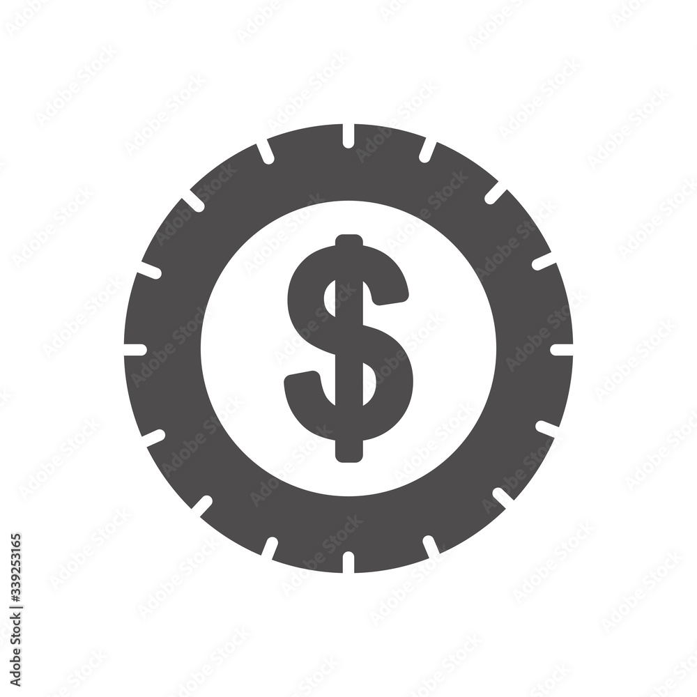 money coin icon, silhouette style money coin icon, silhouette style