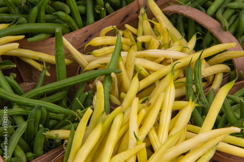 Baskets of yellow and green beans