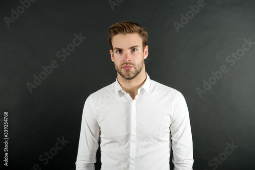 Look more handsome and attractive. Handsome man isolated on white. Handsome look of young guy. Mens grooming. Proper skincare. Fashion and style. Unshaven but handsome