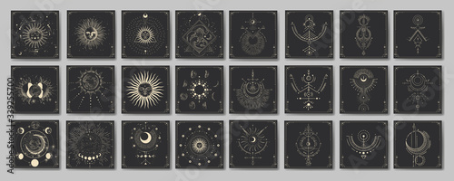 the sun and moon, the beauty of the eastern night. traditional folk spiritual elements. space objects. Vector graphics