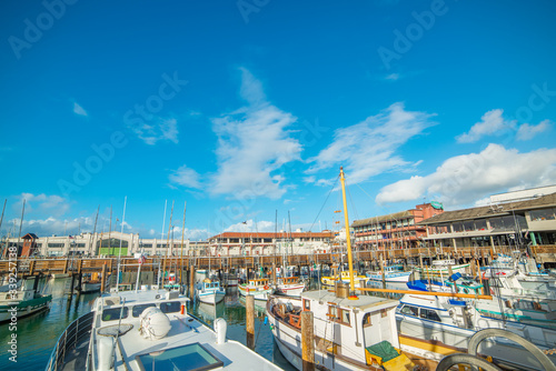 Photography Boats in Fisherman's wharf on a sunny day
