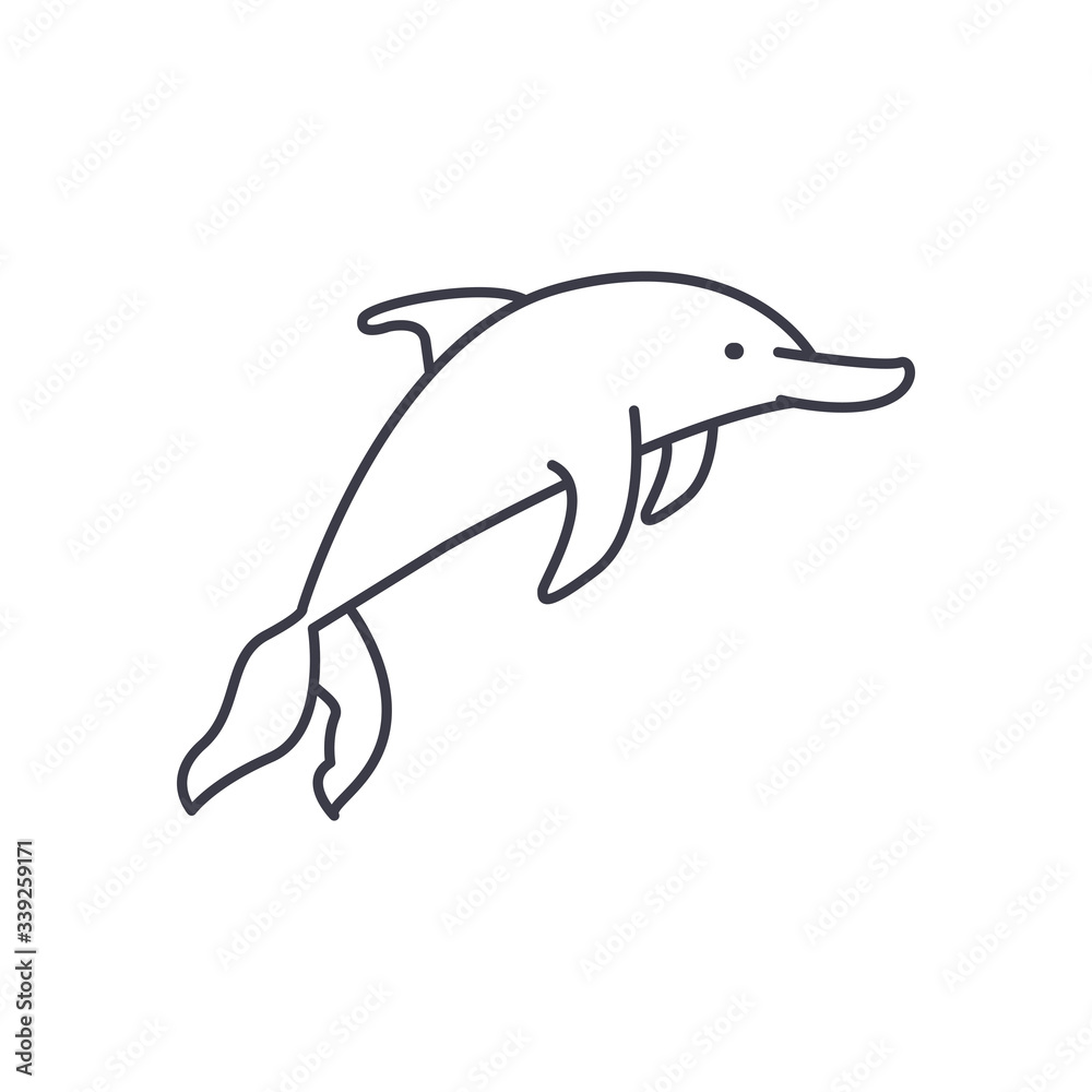 Fototapeta premium dolphin animal icon, line style