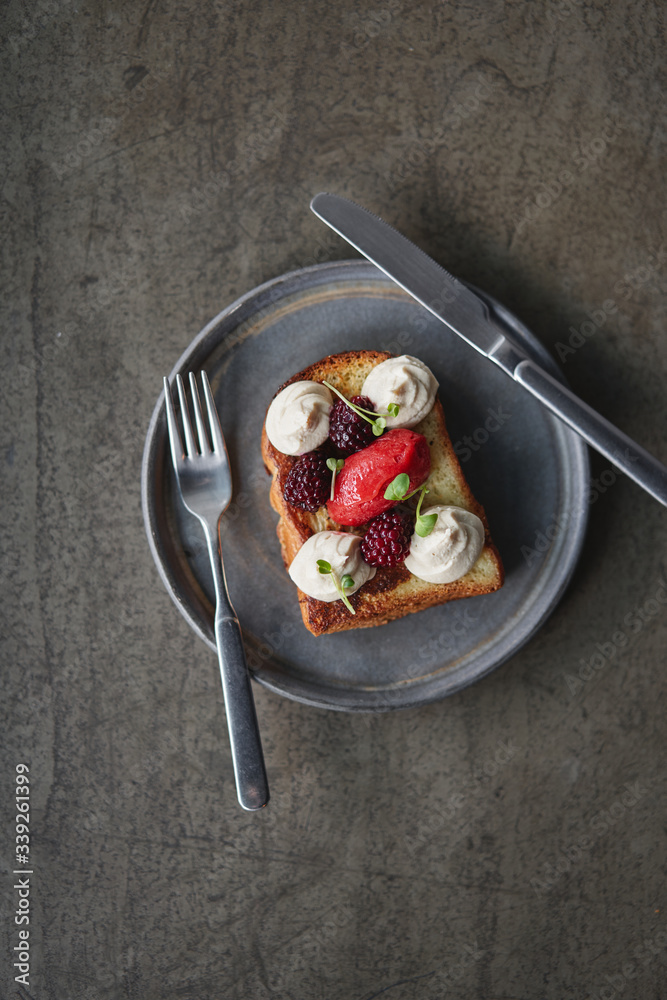 French toast with fresh raspberries French toast with fresh raspberries