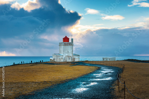 Dyrholaey lighthouse new Vik in Iceland photo