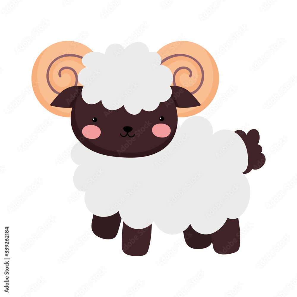 goat cartoon farm animal isolated icon on white background goat cartoon farm animal isolated icon on white background