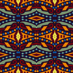 Fototapete Ethno-Muster Buntes Ethno Muster mit geometrischem Ornament  © vectorjava
