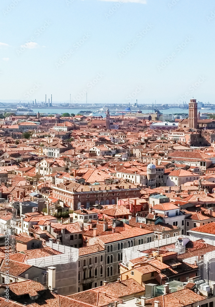 Old  town of Venice. View from the bell tower Campanile di San Marco in Venice, Italy