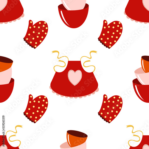 Apron. Colored vector patterns in a flat style. Isolated pattern for textile, napkins, tablecloths, wrapping paper. Vector flat pattern