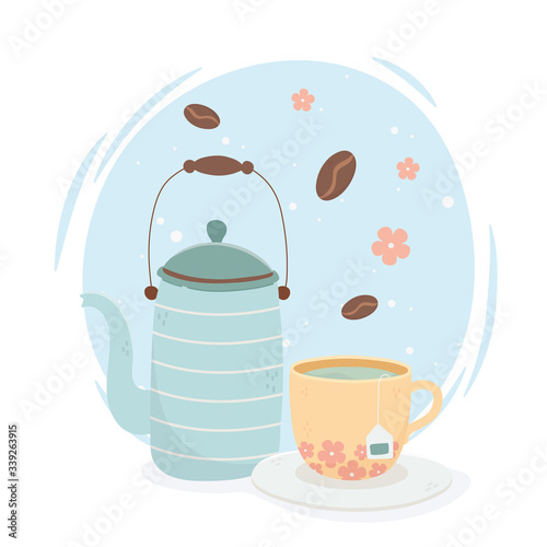 tea time, teapot and teacup aroma fresh beverage