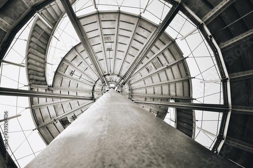 View to the top of the tower in the Höhenpark at Killesberg in Stuttgart