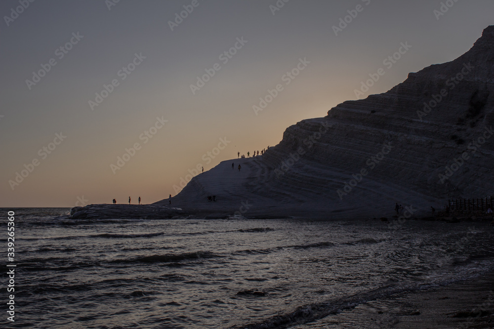 silhouette at the Scala dei Turchi at sunset