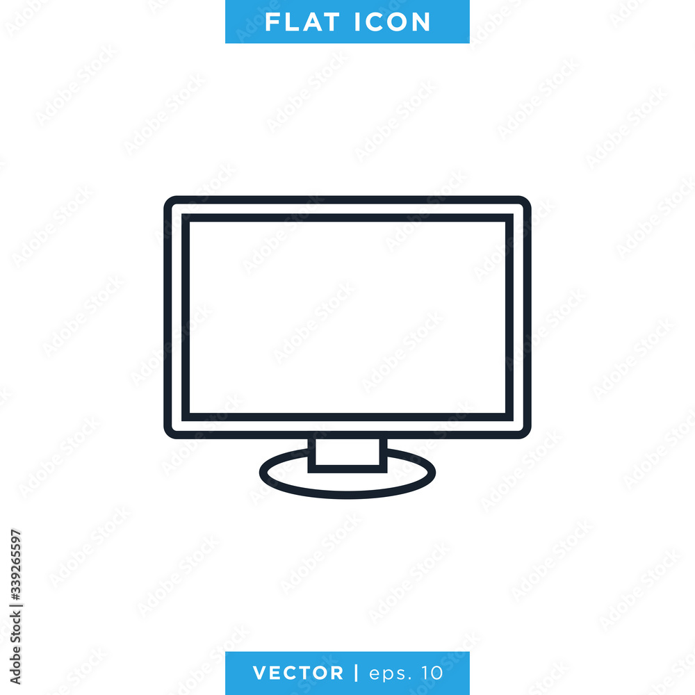 Desktop Monitor Icon Vector Design Template. Editable Stroke Desktop Monitor Icon Vector Design Template. Editable Stroke