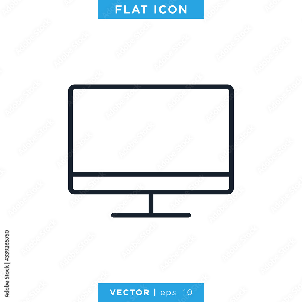 Desktop Monitor Icon Vector Design Template. Editable Stroke Desktop Monitor Icon Vector Design Template. Editable Stroke