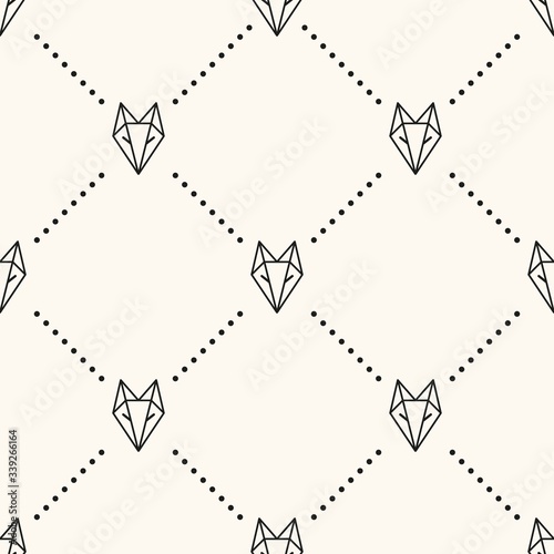 Seamless paper fox origami pattern background