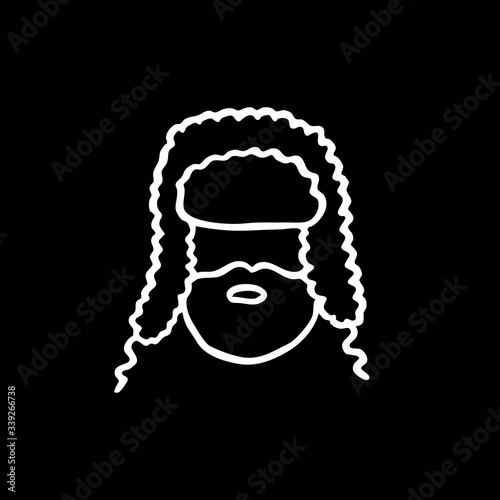 bearded man in ear-flap doodle icon
