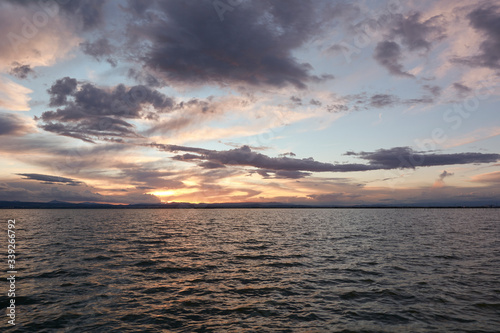 Landscape of a lake with storm clouds