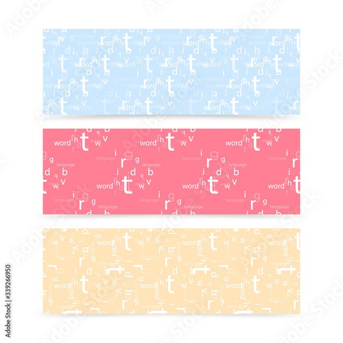 Vector language learning letters in different languages. Education concept.